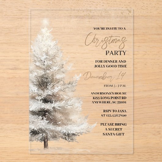 Luxury Winter Holiday Acryl Uitnodigingen (Voorkant)