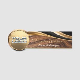 Luxury Wood Gold Dynamic Sweep Name Tag
