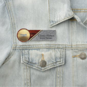 Luxury Wood Textured Silver Name Tag (In situ)