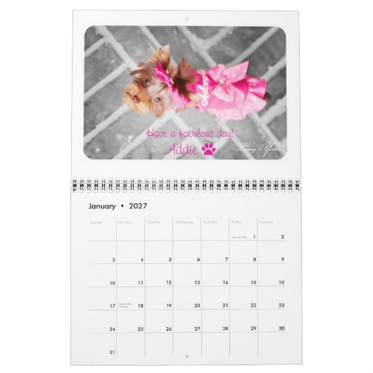 Luxury Yorkies 2014 Aangepast gedrukt kalender (Jan 2027)