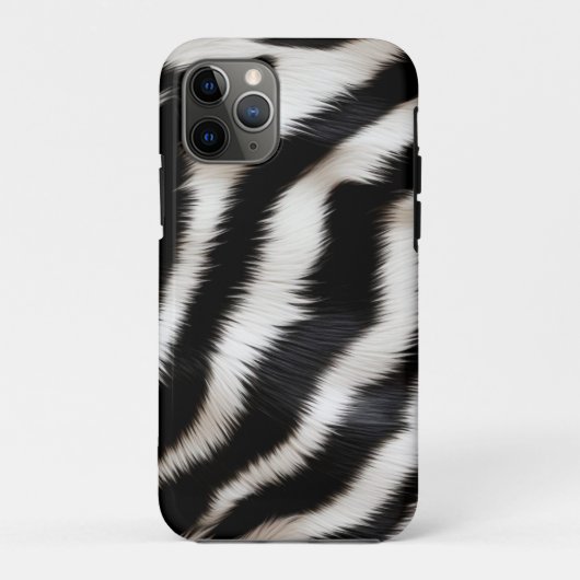 Luxury Zebra Print Elegant Black & White Faux Fur Case-Mate iPhone Case (Achterkant)
