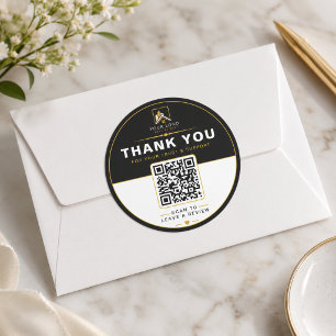 Luxury Zwart Goud Vastgoed Review QR Ronde Sticker