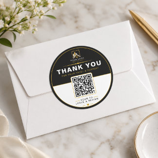 Luxury Zwart Goud Vastgoed Review QR Ronde Sticker