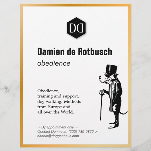 Luxus Fleyer mit Goldrand für Hundeschulen Flyer (Achterkant)