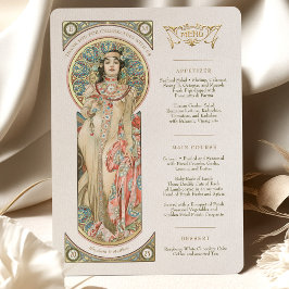 Luxus Menu Wedding Art Nouveau door Mucha Kaart