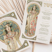 Luxus Menu Wedding Art Nouveau door Mucha Kaart