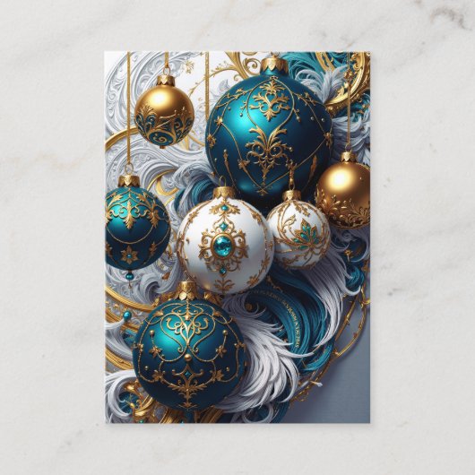 Luxus Weihnachtskugeln Blau Gold Ornament Informatiekaartje (Voorkant)