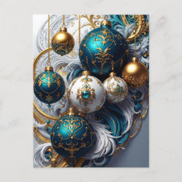 Luxus Weihnachtskugeln Blau Gold Ornament Standard Briefkaart