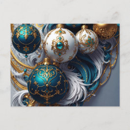 Luxus Weihnachtskugeln Blau Gold Ornament Standard Briefkaart
