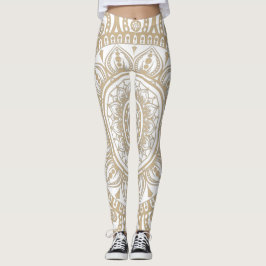 Luxuurgoud en wit ontwerp Mandala floral Yoga Leggings