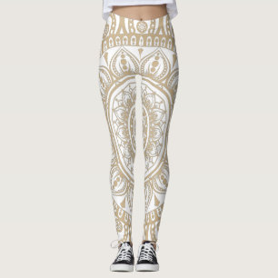 Luxuurgoud en wit ontwerp Mandala floral Yoga Leggings
