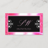 Luxuy Black Pink Sparkle Jewels Ornamenten Monogra Visitekaartje (Voorkant)