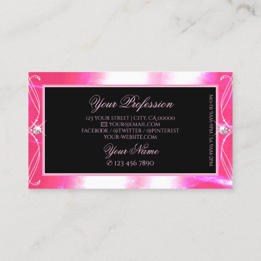 Luxuy Black Pink Sparkle Jewels Ornamenten Visitekaartje (Achterkant)