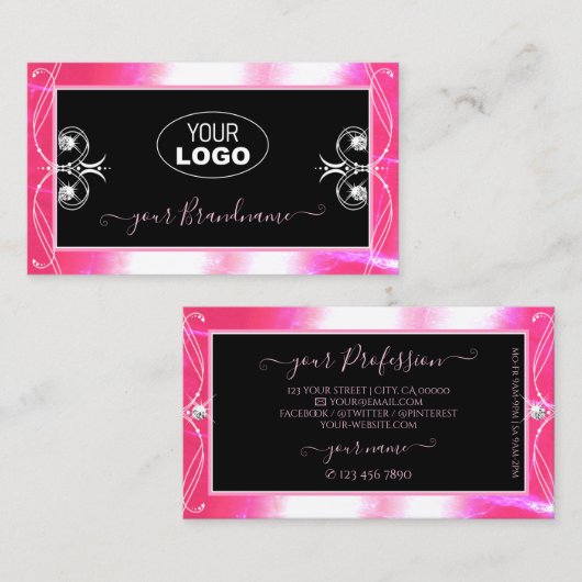 Luxuy Black Pink Sparkle Jewels Ornamenten Voeg Lo Visitekaartje (Voorkant / Achterkant)