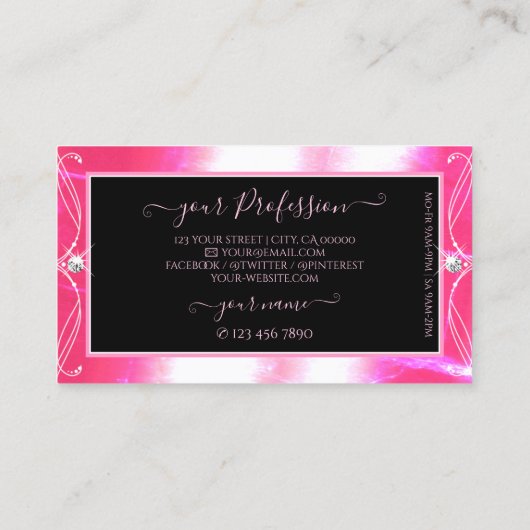 Luxuy Black Pink Sparkle Jewels Ornamenten Voeg Lo Visitekaartje (Achterkant)