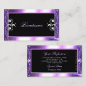 Luxuy  zwarte Paarse sparkle jewels vierkant Visitekaartje (Voorkant / Achterkant)