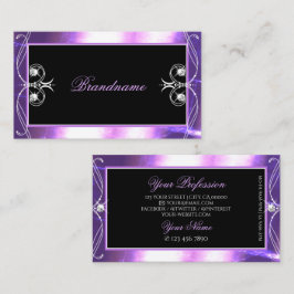 Luxuy  zwarte Paarse sparkle jewels vierkant Visitekaartje