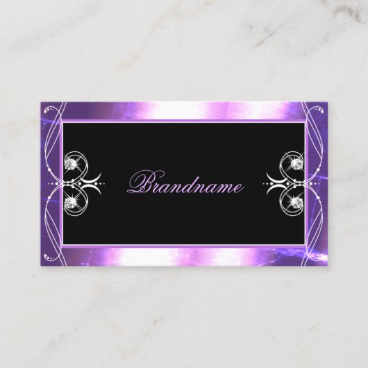 Luxuy  zwarte Paarse sparkle jewels vierkant Visitekaartje (Voorkant)