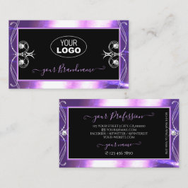 Luxuy  zwarte Paarse sparkle-juwelen met Logo Visitekaartje