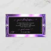 Luxuy  zwarte Paarse sparkle-juwelen monogram Visitekaartje (Achterkant)