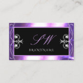 Luxuy  zwarte Paarse sparkle-juwelen monogram Visitekaartje (Voorkant)