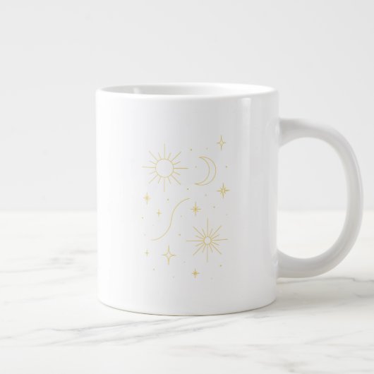 Luz Cósmica ✨ | Minimalist Gold Line Art Grote Koffiekop (Rechts)