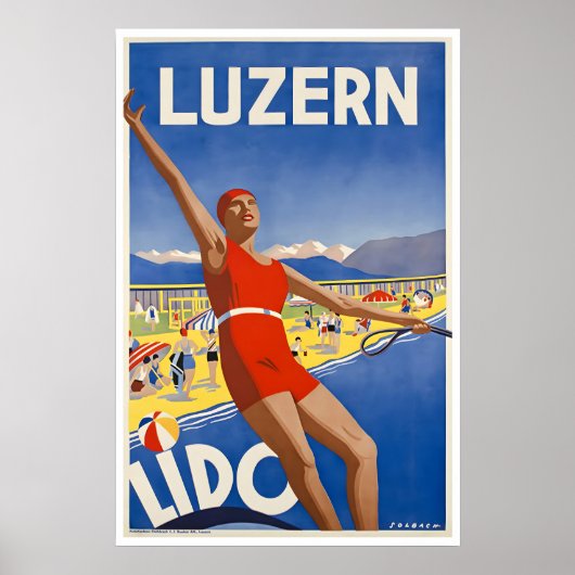 Luzern Kunst Zwitserland Reisposter Strandprint Poster (Voorkant)