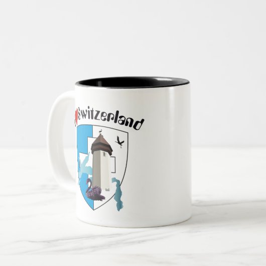 Luzern Schweiz Tasse Tweekleurige Koffiemok (Voorkant links)