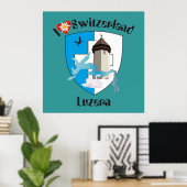 Luzern Schweiz Zwitserland Poster (Thuiskantoor)