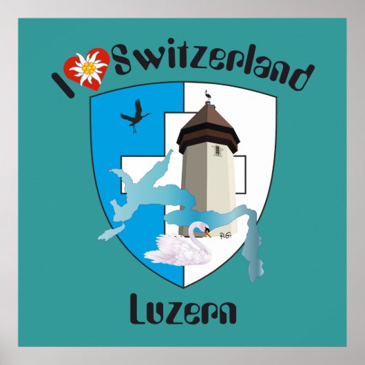 Luzern Schweiz Zwitserland Poster (Voorkant)