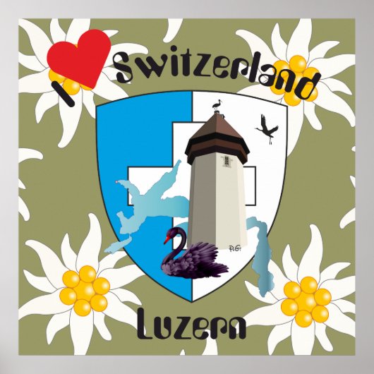 Luzern Schweiz Zwitserland Poster (Voorkant)