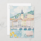 Luzern Zwitserland Gouache Illustratie Reizen Briefkaart (Voorkant / Achterkant)