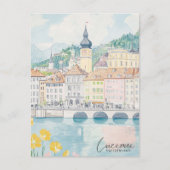 Luzern Zwitserland Gouache Illustratie Reizen Briefkaart (Voorkant)
