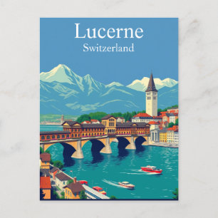 Luzern, Zwitserland Reizen Alpine Townscape Briefkaart