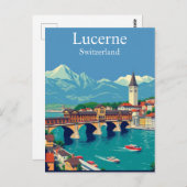 Luzern, Zwitserland Reizen Alpine Townscape Briefkaart (Voorkant / Achterkant)