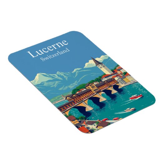 Luzern, Zwitserland Reizen Alpine Townscape Magneet (Rechterzijde)