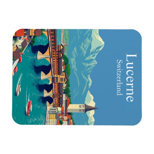 Luzern, Zwitserland Reizen Alpine Townscape Magneet (Horizontaal)