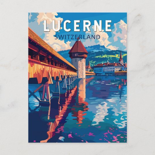 Luzern Zwitserland Reizen Kunst Vintage Briefkaart (Voorkant)
