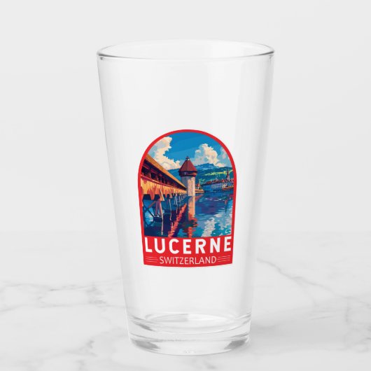 Luzern Zwitserland Reizen Kunst Vintage Glas (Voorkant)