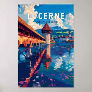Luzern Zwitserland Reizen Kunst Vintage Poster