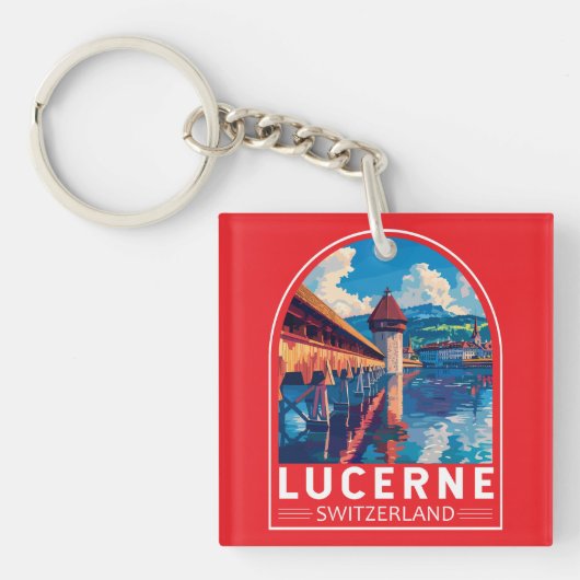 Luzern Zwitserland Reizen Kunst Vintage Sleutelhanger (Voorkant)
