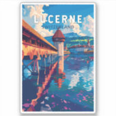 Luzern Zwitserland Reizen Kunst Vintage Sticker (Voorkant)