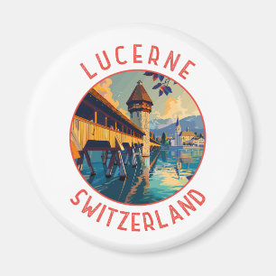 Luzern Zwitserland Retro Distressed Circle Magneet