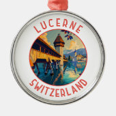 Luzern Zwitserland Retro Distressed Circle Metalen Ornament (Voorkant)
