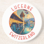 Luzern Zwitserland Retro Distressed Circle Zandsteen Onderzetter (Voorkant)