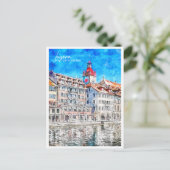 Luzern Zwitserland Travel Place Waterverf Briefkaart (Staand voorkant)