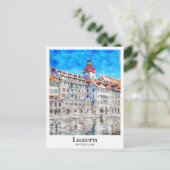 Luzern Zwitserland Travel Waterverf Hand getekend Briefkaart (Staand voorkant)