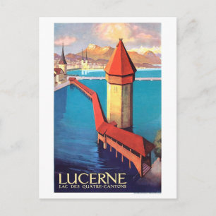 Luzern, Zwitserland, uitzicht op meer en een toren Briefkaart