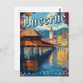 Luzern Zwitserland Vintage Travel Briefkaart (Voorkant / Achterkant)
