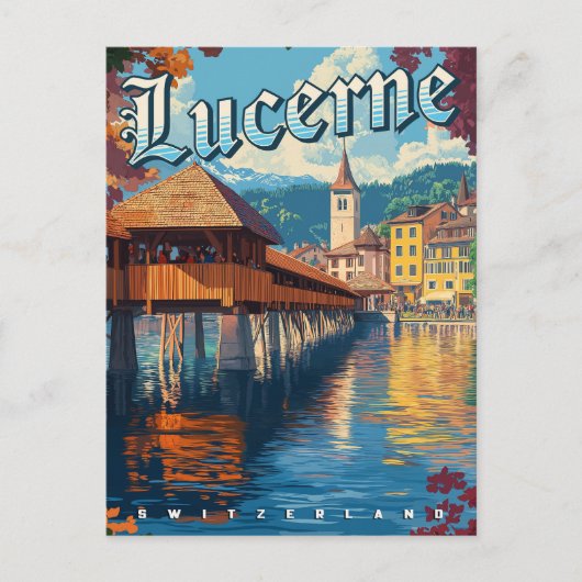 Luzern Zwitserland Vintage Travel Briefkaart (Voorkant)
